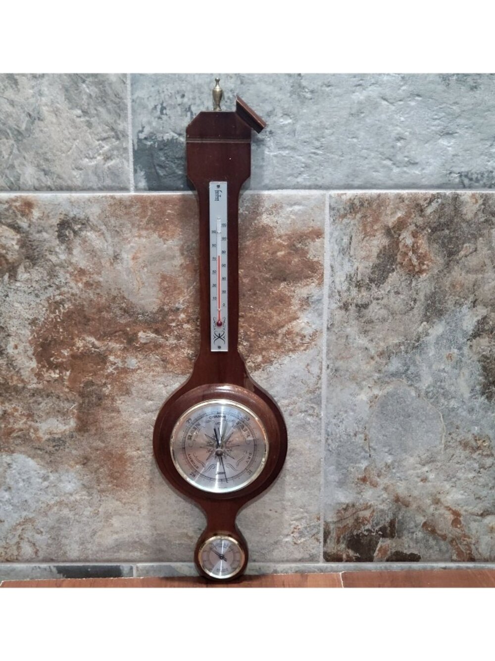 Vintage Jason Wood Banjo Weather Station Barometer Thermometer Hygrometer
